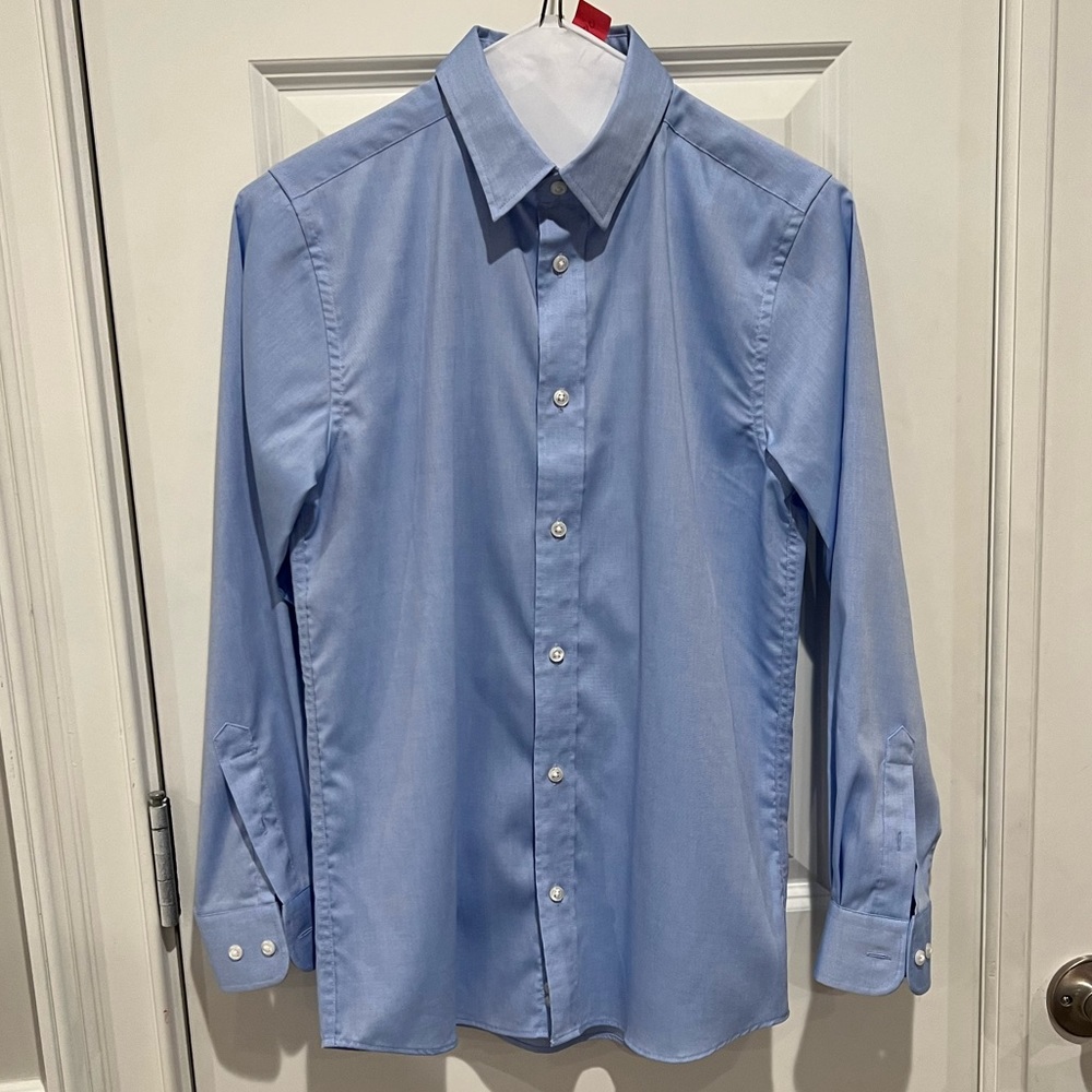 Nordstrom Kids’ Solid Dress Shirt Long-sleeve Button Down Oxford Blue Size 14 - Picture 3 of 6